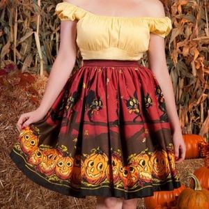 Pin Up Girl Halloween Cat Pumpkin rockabilly skirt
